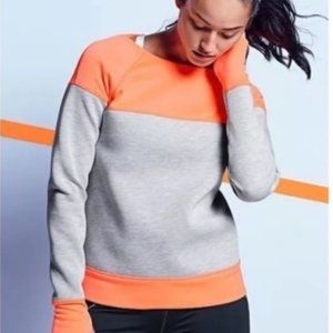 Athleta Fuse Cosmic Orange Pullover Neoprene Top Gray Longleseve Sweatshirt Top